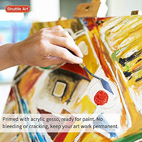 12 Pack Canvas for Painting, Shuttle Art 11x14 Inches (28 x 36 cm) Stretched Blank Canvas Boards, 100% Cotton, Primed White Painting Canvas, Canvases for Acrylic, Oil, Acrylic Pouring Painting