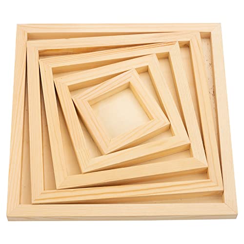 Unfinished Wooden Panels, 5 Pack Square Wood Canvas Panel Boards for Painting, Drawing, Arts and Crafts - 5 Sizes