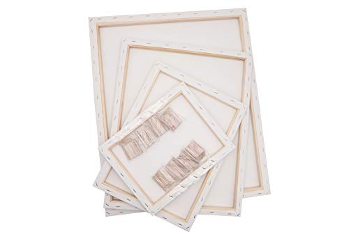Artme Pre-Stretched Canvas 8pcs –24x30, 30x40, 40x50, 50x60 Assorted Artist Framed Canvas/ 280GSM/100% Cotton/Blank/Triple Primed/Acid Free/Medium Grain/ 1.7cm - Acrylic/Oil