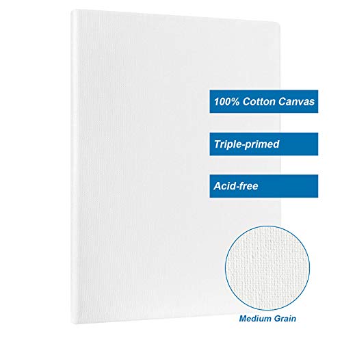 Genixart White Blank Canvas Panels, Multi Pack of 24, 6 of Each Assorted Sizes, Primed Professional Artist Canvases Boards for Acrylics & Oils Painting