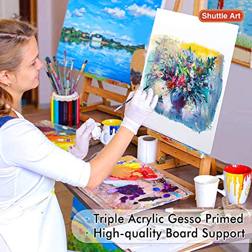 Shuttle Art 36 Pack Canvas for Painting, Blank Canvas Multipack, 5x7, 8x10, 9x12, 11x14 inch (9 PCS of Each), 100% Cotton Primed White Painting Canvas Board for Kids Adults Acrylic Oil Painting