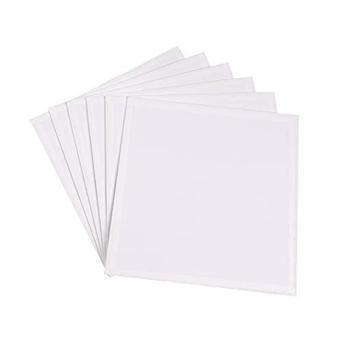Exerz 30x30cm Canvas Panels 6pcs/ 3mm 280gsm 100% Cotton/Square Shape Blank Artist Canvas Board/Triple Primed/Acid Free/Medium Grain - Oil & Acrylic Painting for Artists at All Levels