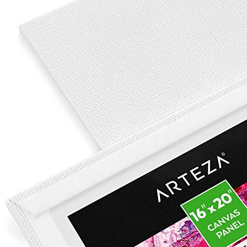 Arteza Paint Canvases for Painting, Pack of 14, 16 x 20 Inches, Blank White Art Canvas Boards, 100% Cotton, 8 oz Gesso-Primed, Art Supplies for Adults and Teens, for Acrylic Pouring and Oil Painting