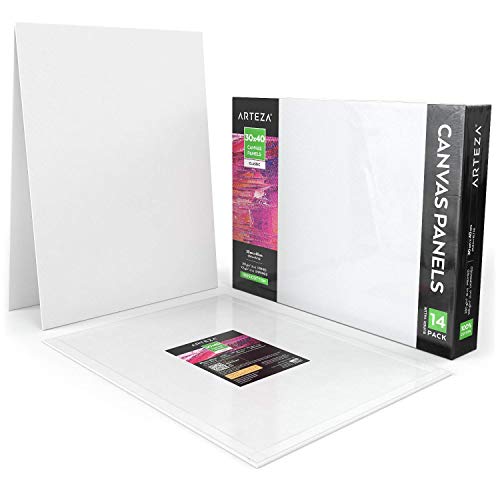 Arteza 30x40 cm, Large Canvas for Painting, Pack of 14, Primed Blank, 100% Cotton. for Acrylic Painting, Pouring, Oil Paint & Wet Art Media, Art Supplies for Professional Artist & Beginners, White