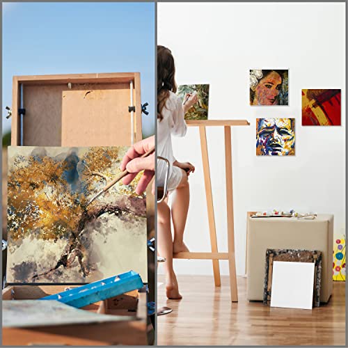 Belle Vous 14 Pack Blank Black Canvas - 20 x 20cm (8 x 8 inches) - Pre Stretched Canvas Panel Boards - Suitable for Acrylic and Oil Painting Also for Sketching and Drawing