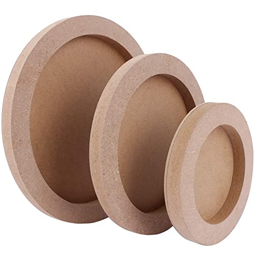 CENPEK 3Pcs Wood Canvas Boards for Painting, Round Unfinished Fiberboard Paint Pouring Panel Boards, 0.6In Deep Cradle Artist Painting Boards for Painting