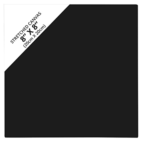 Belle Vous 14 Pack Blank Black Canvas - 20 x 20cm (8 x 8 inches) - Pre Stretched Canvas Panel Boards - Suitable for Acrylic and Oil Painting Also for Sketching and Drawing