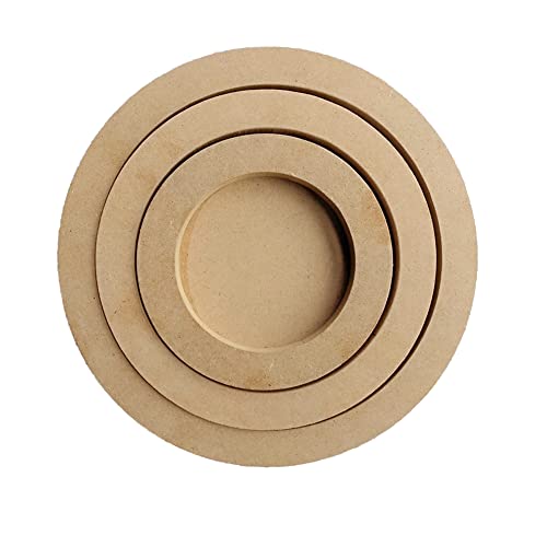 CENPEK 3Pcs Wood Canvas Boards for Painting, Round Unfinished Fiberboard Paint Pouring Panel Boards, 0.6In Deep Cradle Artist Painting Boards for Painting