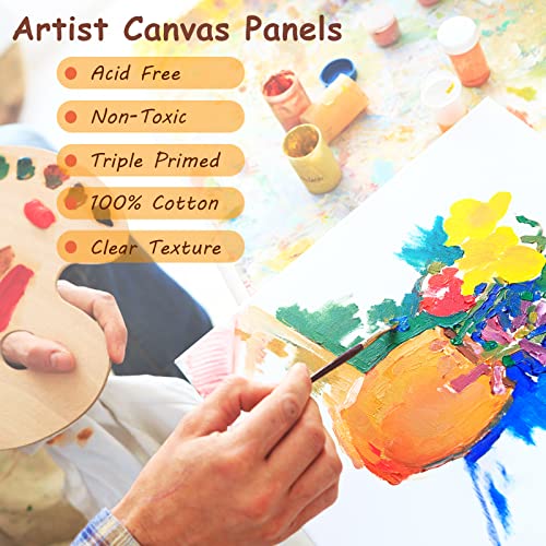 12 Packs Canvas Panels 20x20cm (8''x8'') Small Blank Art Canvases Pre Stretched Canvas Board, 100% Cotton Artist Canvas for Acrylic Oil Painting, Wet Media Art Projects Party Kids Beginners Artists