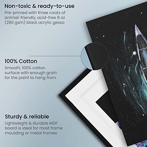 Arteza Paint Canvases for Painting, Pack of 14, 8 x 10 Inches, Blank Black Canvas Boards, 100% Cotton Art Canvas, 8 oz Gesso-Primed, Art Supplies for Adults and Teens, Acrylic Pouring and Oil Painting