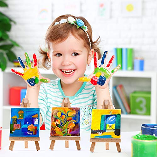 MIAHART 6 Pcs 4"x4"Mini Stretched Canvas White Blank Canvas 10x10cm Art Canvases Boards for Acrylic Oil Painting and Decorating(10x10cm)