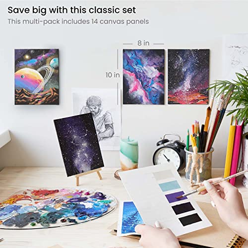 Arteza Paint Canvases for Painting, Pack of 14, 8 x 10 Inches, Blank Black Canvas Boards, 100% Cotton Art Canvas, 8 oz Gesso-Primed, Art Supplies for Adults and Teens, Acrylic Pouring and Oil Painting