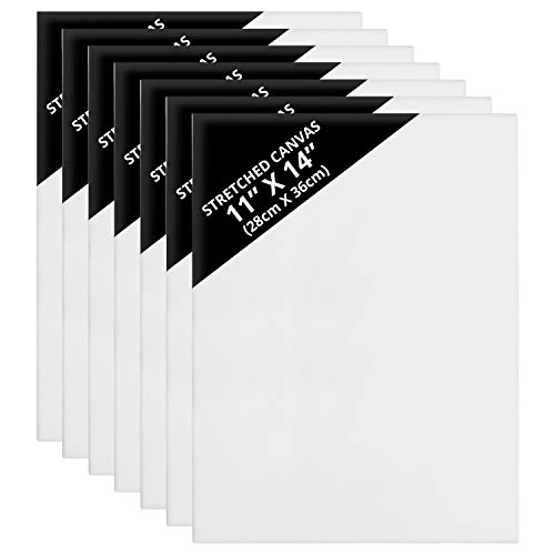BELLE VOUS 7 Pack Canvas for Painting - Blank Canvas 28 x 36cm (11 x 14 inches) - Pre Stretched Canvas Panel Boards - Suitable for Acrylic and Oil Painting Also for Sketching and Drawing
