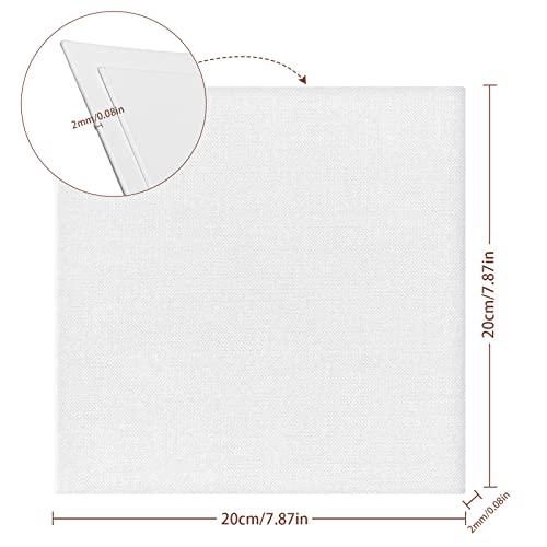 12 Packs Canvas Panels 20x20cm (8''x8'') Small Blank Art Canvases Pre Stretched Canvas Board, 100% Cotton Artist Canvas for Acrylic Oil Painting, Wet Media Art Projects Party Kids Beginners Artists