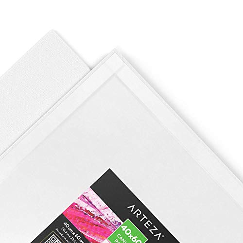 Arteza 40x60 cm Blank Canvas Board Panels, 6-Pack, 100% Cotton and Primed with Acid-Free Titanium Acrylic Gesso, Art Supplies for Artists, Hobby Painters, Acrylic Pouring, and Painting, White