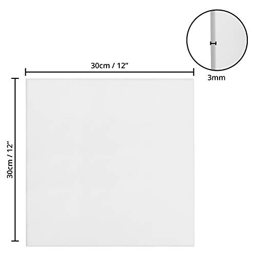 Belle Vous 7 Pack Blank Canvas - 30 x 30cm (12 x 12 inches) - Pre Stretched Square Canvas Panel Boards - Suitable for Acrylic and Oil Painting Also for Sketching and Drawing