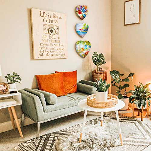 Prasacco 3 Pieces Stretched Canvas for Painting, Blank Canvas Heart Shape Fabric Painting Canvas Panels Canvas Boards Art Supplies for Oil Painting Acrylic Pouring Artist Painters（4/6/8inch）