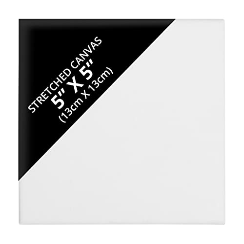 Belle Vous 24 Pack Blank Canvas - 13 x 13cm (5 x 5 inches) - Pre Stretched Canvas Panel Boards - Suitable for Acrylic and Oil Painting Also for Sketching and Drawing