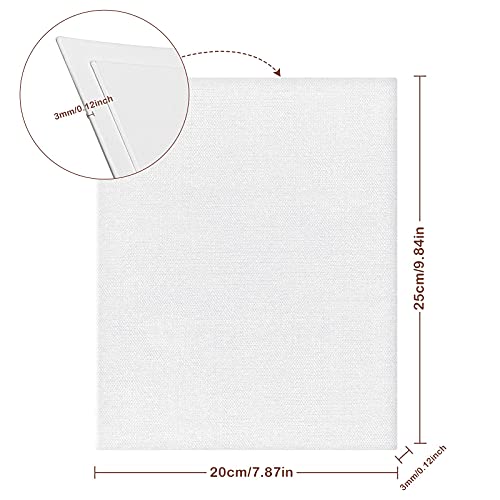 Canvas Panels 20x25cm-12 Packs Blank Art Canvases Pre Stretched Canvas Board, 100% Cotton Artist Painting Canvas for Acrylic, Oil Painting Wet Art Media Art Projects