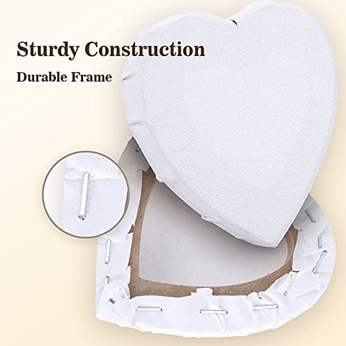 Prasacco 3 Pieces Stretched Canvas for Painting, Blank Canvas Heart Shape Fabric Painting Canvas Panels Canvas Boards Art Supplies for Oil Painting Acrylic Pouring Artist Painters（4/6/8inch）