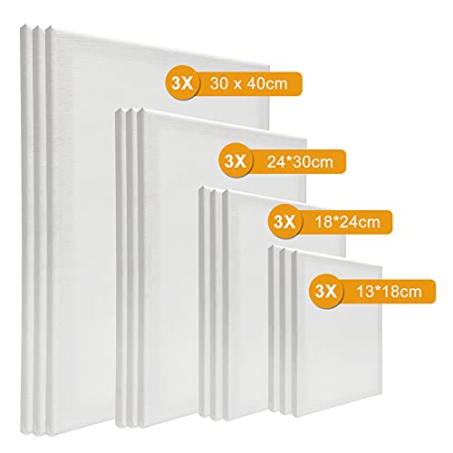 HOTOOLME 12 Pack Canvas for Painting Blank Canvases for Art Board Frame Panels Cotton Canvases for Acrylic Painting Oil Painting