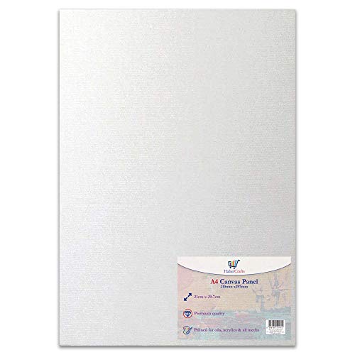 A4 Canvas Panel Stretched Blank Canvas Board Primed Artist Boards 100% Cotton for Oil Paint Acrylic Painting Mixed Media Acid Free White Canvases Art Painting Panel (A4 Size - 210 x 297mm - 5 Boards)