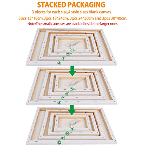 HOTOOLME 12 Pack Canvas for Painting Blank Canvases for Art Board Frame Panels Cotton Canvases for Acrylic Painting Oil Painting