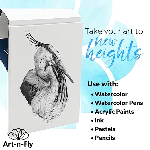 Art-N-Fly Watercolour Paper Pad 9x12" 30 Sheets - Cold Press Water Colour Sketchbook Pad 140 lb for Art Painting, Drawing, Wet & Mixed Media - Water Colouring Paint Paper for Artist & Kids