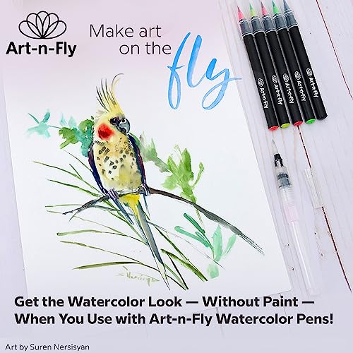 Art-N-Fly Watercolour Paper Pad 9x12" 30 Sheets - Cold Press Water Colour Sketchbook Pad 140 lb for Art Painting, Drawing, Wet & Mixed Media - Water Colouring Paint Paper for Artist & Kids