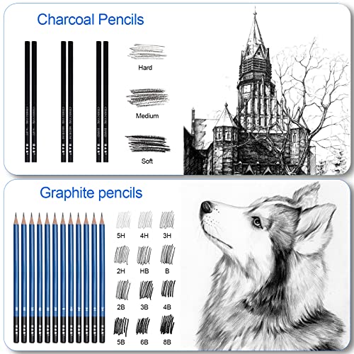 Sketch Pad and Pencil Set H & B 100pack Sketching Pencils Set with Sketch Book Drawing Sets for Adults with Watercolor Pencils, Sketching Pencils for Artists,Begineers and Kids