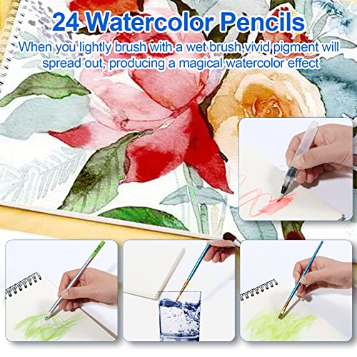 Sketch Pad and Pencil Set H & B 100pack Sketching Pencils Set with Sketch Book Drawing Sets for Adults with Watercolor Pencils, Sketching Pencils for Artists,Begineers and Kids