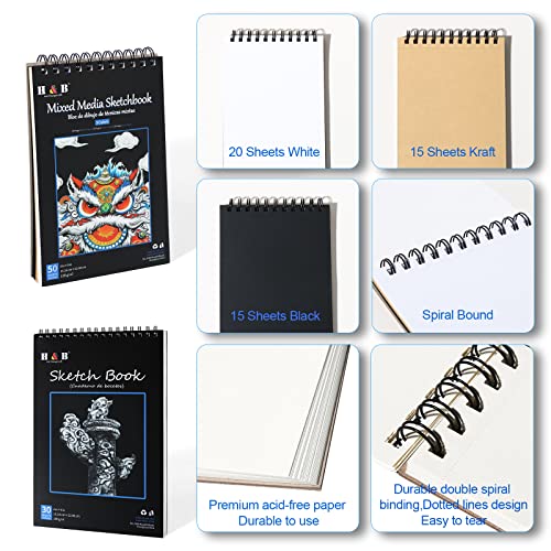 Sketch Pad and Pencil Set H & B 100pack Sketching Pencils Set with Sketch Book Drawing Sets for Adults with Watercolor Pencils, Sketching Pencils for Artists,Begineers and Kids