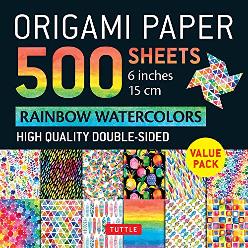 Origami Paper 500 sheets Rainbow Watercolors 6" (15 cm): Tuttle Origami Paper: High-Quality Double-Sided Origami Sheets Printed with 12 Different ... ... (Instructions for 5 Projects Included)