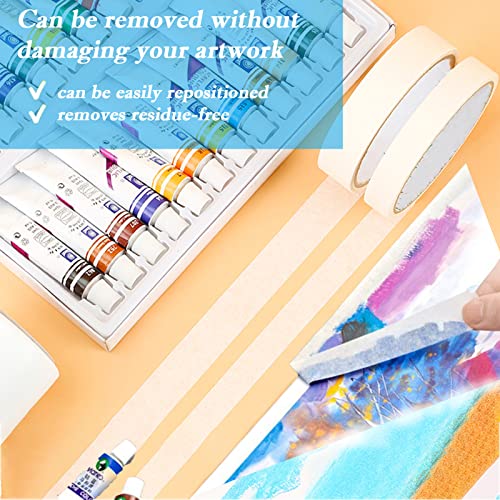 Canvall Masking Artists Tape 2 Pack, Acid-Free Self-Adhesive Tape for Drafting Art Watercolor Painting Canvas Framing Paint Mask，1cm Wide 100 m Long White