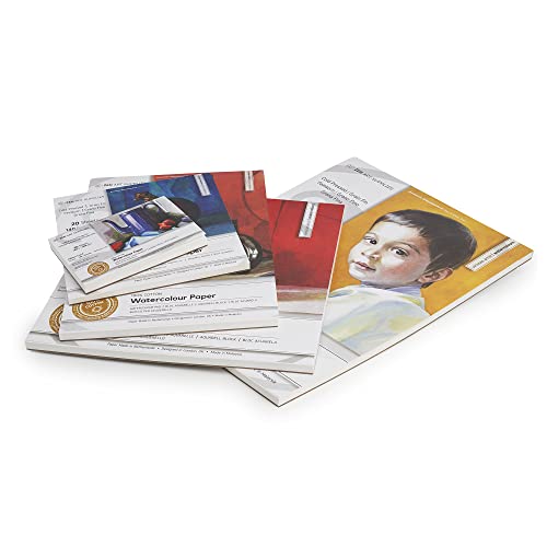ZenART 100% Cotton Watercolour Paper 140 lb - 12x16 inches 20 Sheet Cold Press Acid-Free Large Block for Professional Artists 2-Side Bound for Watercolor, Gouache, Ink, Acrylic and Mixed Media