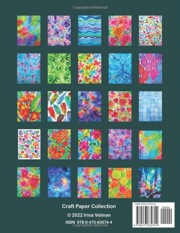 Collage Papers: 25 Watercolor Designs For Journaling, Collage And Mixed Media Art: 25 watercolor designs (Craft Paper Collection)