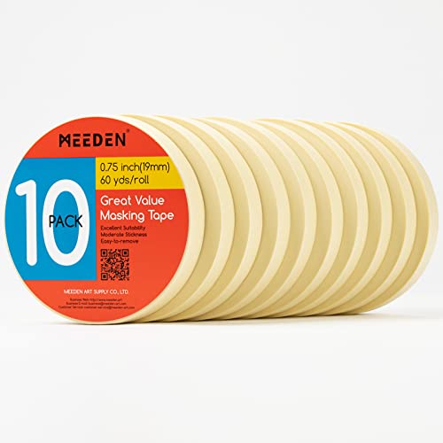 MEEDEN 10 Pack Artist Tape 0.75" with Total 1804.5FT (550m) Art Tape Beige Acid -Free, Easy to Peel Off, Ideal for Painting, Drafting, Canvas,Paper, Watercolor, Oil, Acryclic, Gouche