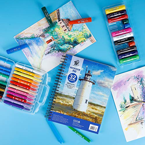 TBC Watercolour Paper A4 Watercolour Pad 300gsm Acid-Free Paper Cold Pressed Water Colour Drawing Sketchbook for Artists, Students, Hobbyists, Adults, Children Acrylic Watercolour Painting