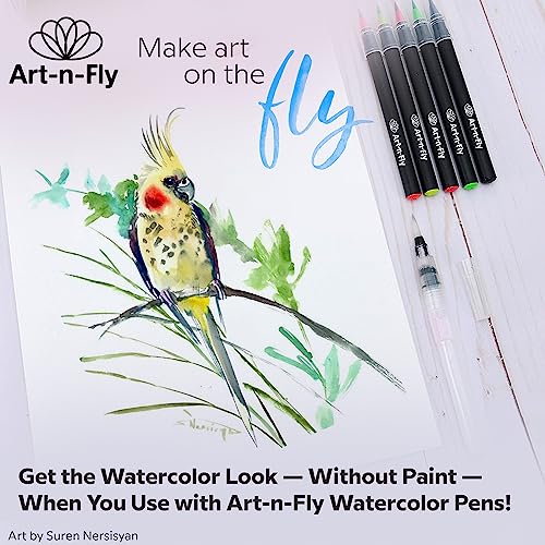 Art-n-Fly A5 22x14cm Watercolour Sketchpad Mini Book - 2 Pack x 35 Sheets Each- Spiral Bound and Microperforated - 300gsm / 140lb 8.5x5.5in