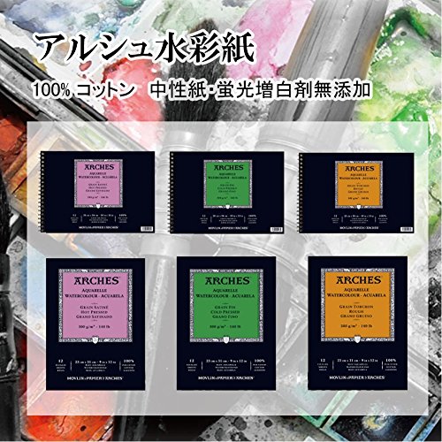 ARCHES 23 x 31 cm 300 GSM Cold Pressed Short Side Glued Pad Watercolour Paper - Natural White (Pack of 12 Sheets)