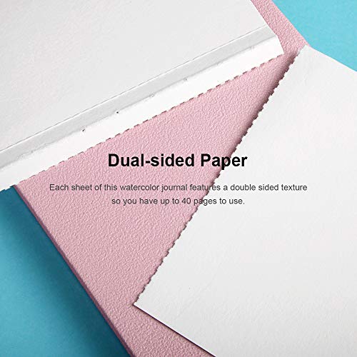 Paul Rubens Watercolour Paper Journal, 20 Sheets, 140 lb/ 300gsm, Acid Free & 100% Cotton Hot Pressed Paper for Watercolors and Wet Media Block. (A6 Pink)