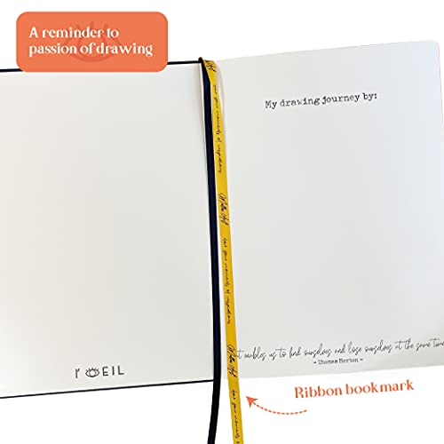 L'oeil Mellow Art A4 Watercolor Sketchbook: 300gsm Dual Textured Paper, with Hardcover, Inner Pocket and Elastic Strap, for Watercolor, Watercolour pens, Gouache & Mixed Media