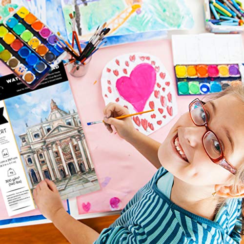 Stratford Expert 100% Cotton Fine Grain Smooth Watercolour Paper Pad A4 15 Sheets 300gsm Cold Pressed Artist Grade for Painting Art and Mixed Media