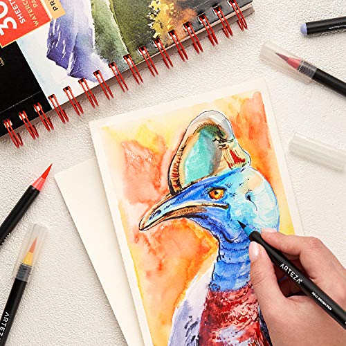 Arteza Premium Watercolour Paper Pad, 3 Pack, 90 Sheets, 13.9 x 21.6 cm, Spiral Bound, 300gsm Watercolour Paper, Cold-Pressed, Acid-Free, Art Supplies for Watercolour Techniques and Mixed Media