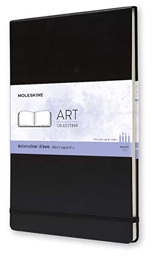 Moleskine - Watercolor Art Collection Album and Sketchbook - Hardcover Notebook with Elastic Closure - Paper for Watercolor Pencils and Black Watercolor - A4 Size 21 x 29.7 cm - 60 Pages.