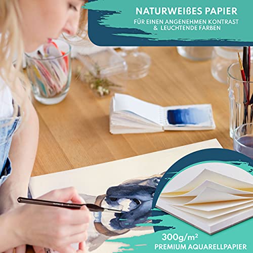 CreaTek - Watercolour Paper A6 300 GSM [ The Original ] 60 Sheets of Watercolour pad A6 + Water Tank Brush + 400 Colouring Pages | Watercolour Paper Postcard Block | Watercolor Paper pad A6