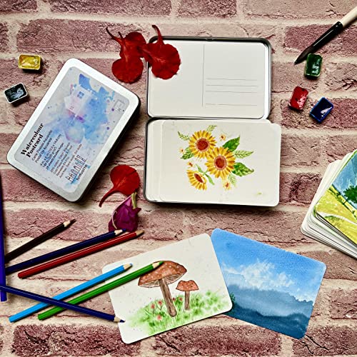 tumuarta Watercolor Paper Postcards 4x6”, Cotton Paper, 140 LB, 300 GSM, Cold Press, 24 Blank Cards for Dry & Wet Media Paint for Greeting Cards & Thank You Notes