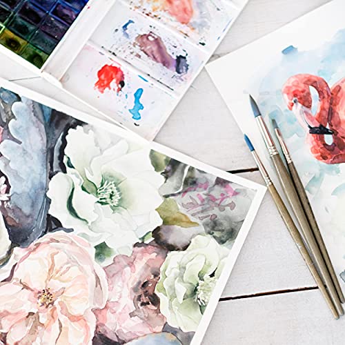 CreaTek - Watercolour Paper A6 300 GSM [ The Original ] 60 Sheets of Watercolour pad A6 + Water Tank Brush + 400 Colouring Pages | Watercolour Paper Postcard Block | Watercolor Paper pad A6