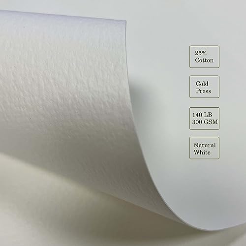 tumuarta Watercolor Paper Postcards 4x6”, Cotton Paper, 140 LB, 300 GSM, Cold Press, 24 Blank Cards for Dry & Wet Media Paint for Greeting Cards & Thank You Notes