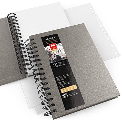 Arteza Watercolor Sketchbooks, 5.5x8.5-inch, 3-Pack, Gray Hardcover Journal, 96 Sheets, 140lb/300gsm Watercolor Paper Pad, Spiral Bound Book for Watercolor, Gouache, Acrylics, Pencils, Wet & Dry Media